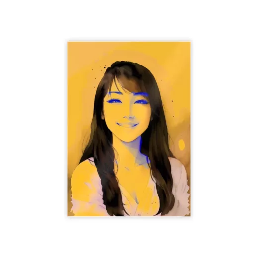 Smiling Girl Portrait v107 YB | Eco Gloss Poster