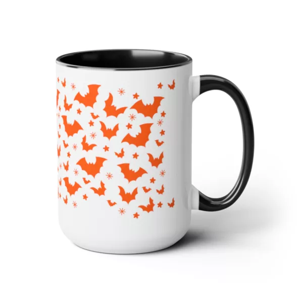 Halloween Flying Bats Silhouette | Two-Tone Coffee Mug, 15oz