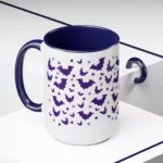 Halloween Flying Bats Silhouette | Two-Tone Coffee Mug, 15oz