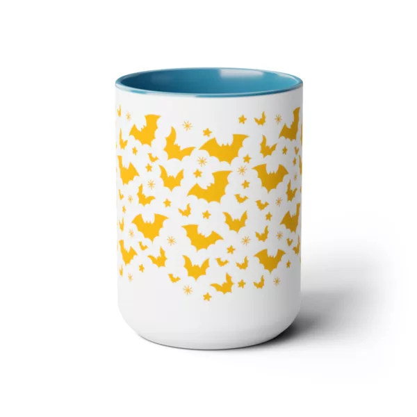 Halloween Flying Bats Silhouette | Two-Tone Coffee Mug, 15oz