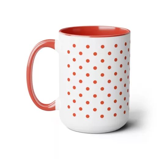 Polka Dot Orange White | Two-Tone Coffee Mug, 15oz