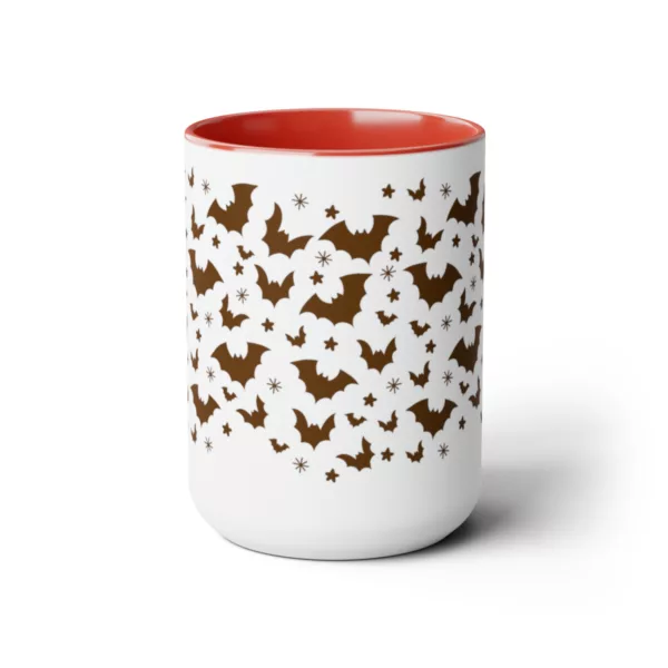 Halloween Flying Bats Silhouette | Two-Tone Coffee Mug, 15oz
