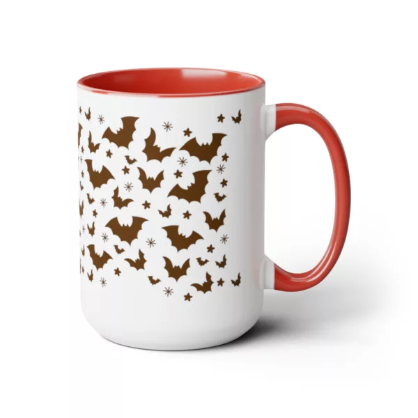 Halloween Flying Bats Silhouette | Two-Tone Coffee Mug, 15oz