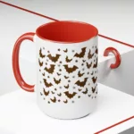 Halloween Flying Bats Silhouette | Two-Tone Coffee Mug, 15oz