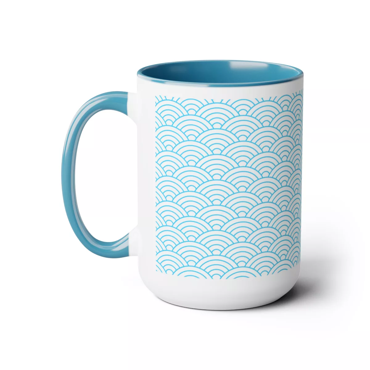 Light Japanese Fish Scales Pattern | Two-Tone Coffee Mug, 15oz