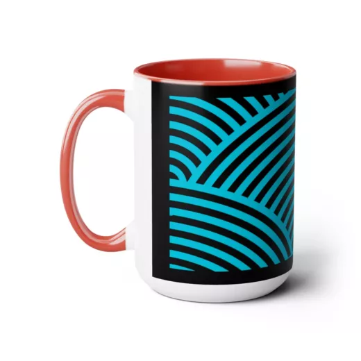 Japanese Fish Scales Pattern (Light Blue) | Two-Tone Coffee Mug, 15oz