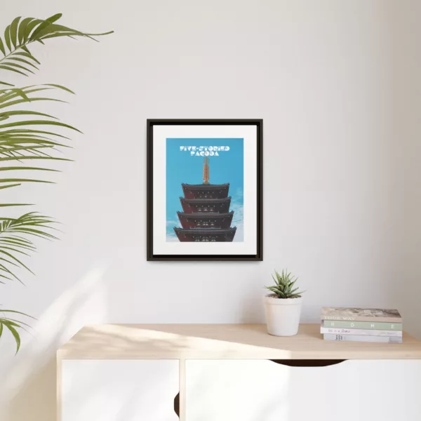 Sensō-ji Five-Storied Pagoda, Matte Canvas, Framed