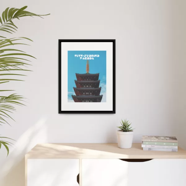Sensō-ji Five-Storied Pagoda, Matte Canvas, Framed